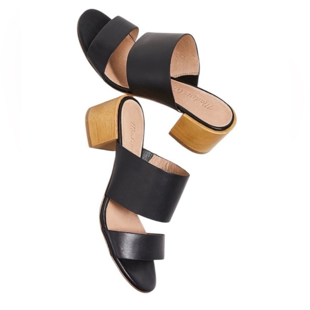 Madewell Kiera Black Leather Block Heel Sandals - Picture 2 of 7